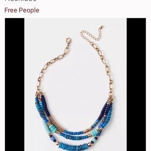 Free people oceanfront blue layered necklace.